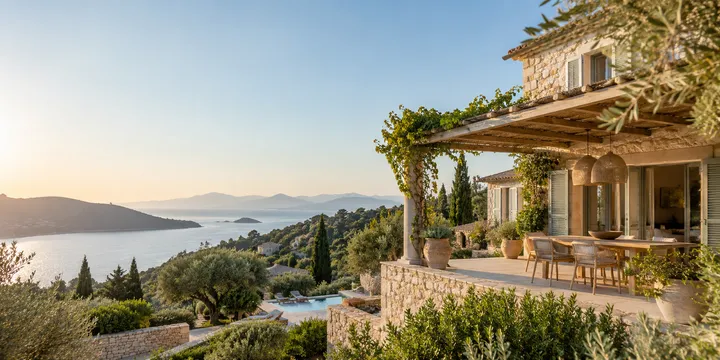Finca Ferienhaus Mediterranes Ferienhaus mit Terrasse und Blick auf die Küste